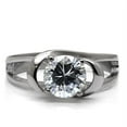 thumbnail image 3 of High polished (no plating) Stainless Steel Ring with AAA Grade CZ in Clear for Women Style TK066, 3 of 4