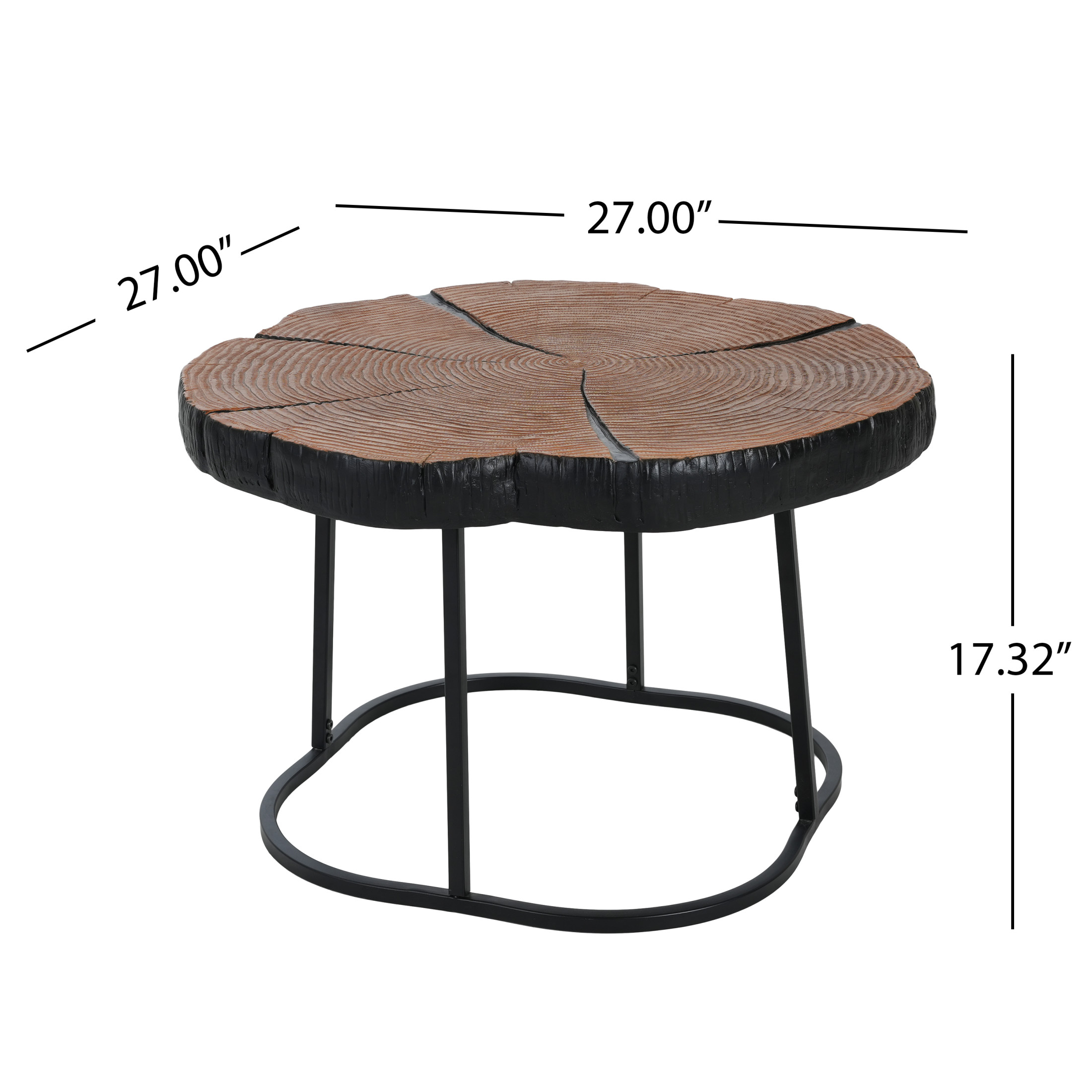 Christopher Knight Home 27" Modern Industrial Coffee Table, MGO Natural Wood & Black Metal Base