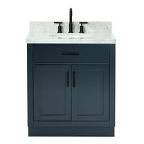 Ariel Hepburn 31 In. Oval Sink Vanity With 1.5 In. Carrara White Countertop In Midnight Blue