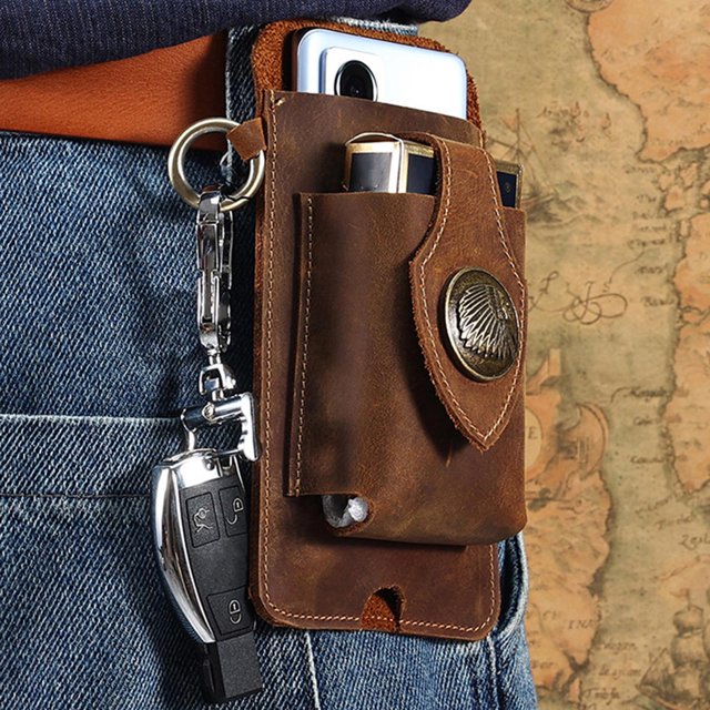 Funda de cuero duradera para teléfono con cinturón, bolsa de transporte, riñonera, funda para NUEVO marrón Baoblaze Carcasa de telefono