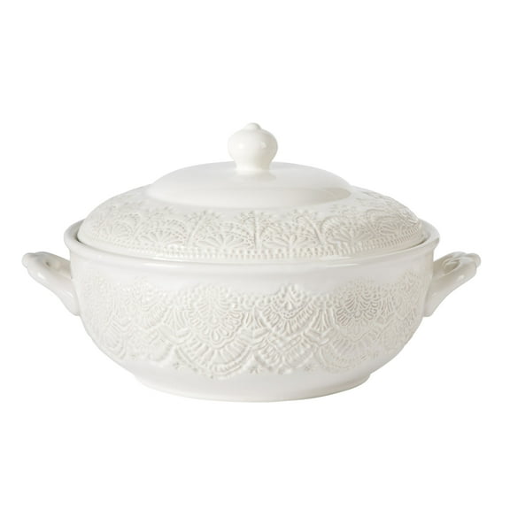 The Pioneer Woman Vintage Lace Stoneware Tureen, Linen