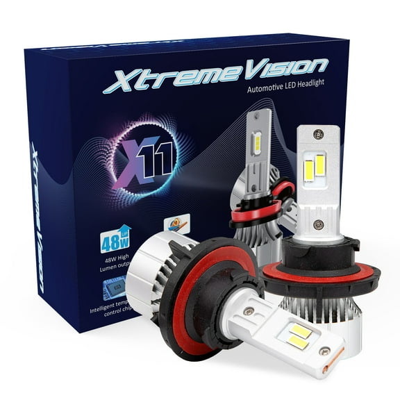 Xtremevision X11 H13 LED Headlight Bulbs 6000K Xenon White, 9000 LM Output, 48W LED Kit