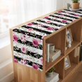 thumbnail image 6 of Table Runners 70 Inches Long Dress Scarves, Pink Roses Farmhouse Coffee/Dining/Kitchen Table Decor, Holiday Table Runner, Romantic Flowers Leaves Floral Black Stripes 13x70 Inch, 6 of 9