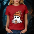 thumbnail image 5 of Akiihool Halloween Shirts Shirts for Women Cute Castle Graphic Vacation Tops Red,S, 5 of 8