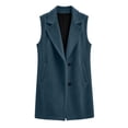 thumbnail image 5 of Xaqiouau Women's Long Sleeveless Trench Coat Lapel Collar Open Front Vest Jacket Casual Button Down Lightweight Duster Waistcoat Outerwear with Pockets, 5 of 6