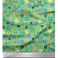 thumbnail image 1 of Soimoi Velvet Fabric Owl, Numbers & Floral Clip Art Print Fabric by Yard 58 Inch Wide, 1 of 1