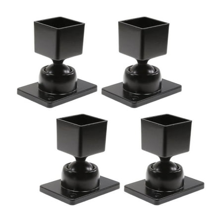 1" x 1" Adjustable Swivel Bracket Aluminum Fence - Residential Rail Mounts | Black | Pack of 4