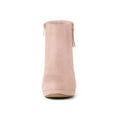 thumbnail image 6 of BLISSFUL STEP Women's Side Zip Low Platform Block Heel Ankle Booties Dust Pink 8, 6 of 7