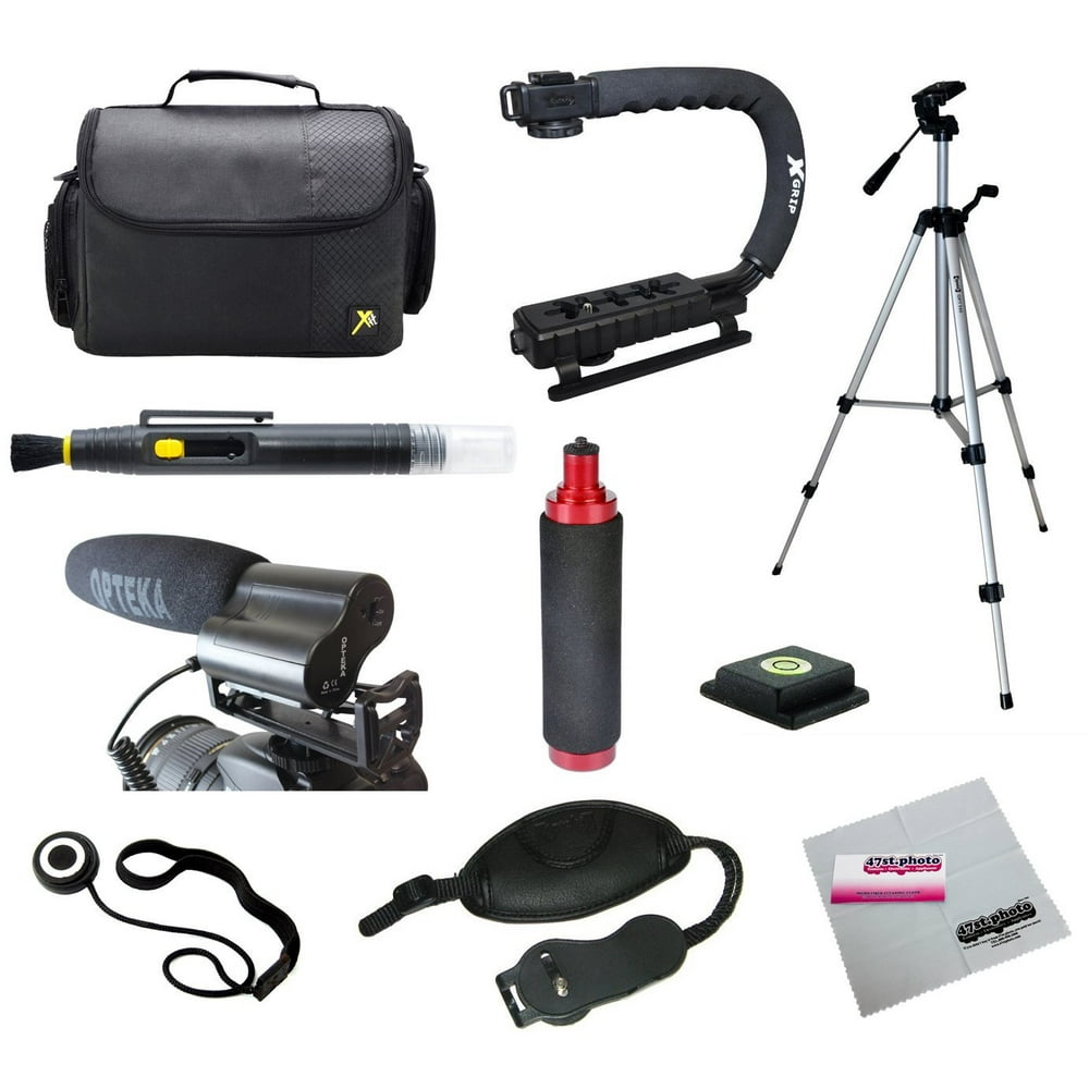Opteka Videographers Deluxe Filming Kit with VM100 Microphone, Case, Tripod, XGrip and More