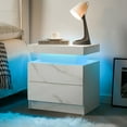 thumbnail image 3 of YYAo Modern 2 Drawer Nightstand, End Table Bedside Table with LED Lights for Living Room, Bedroom, White, 3 of 7