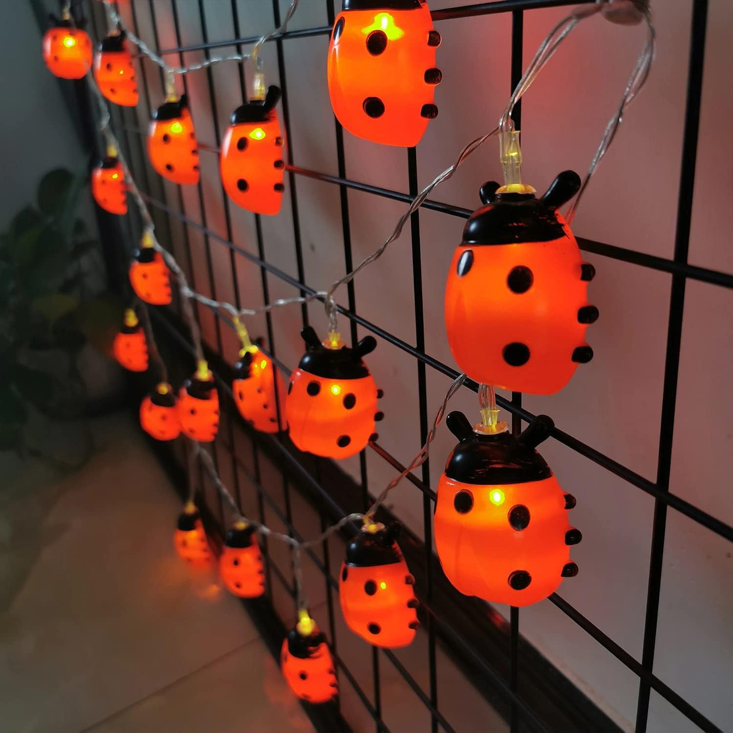 Ladybug Fairy Lights, Beetle String Lights for Bedroom Garden Patio Wedding Party Indoor Outdoor Decoration