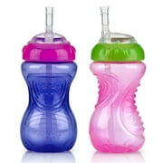 Nuby 10 oz No-Spill Cup with Flexi Straw - 2 Pack Purple/Pink