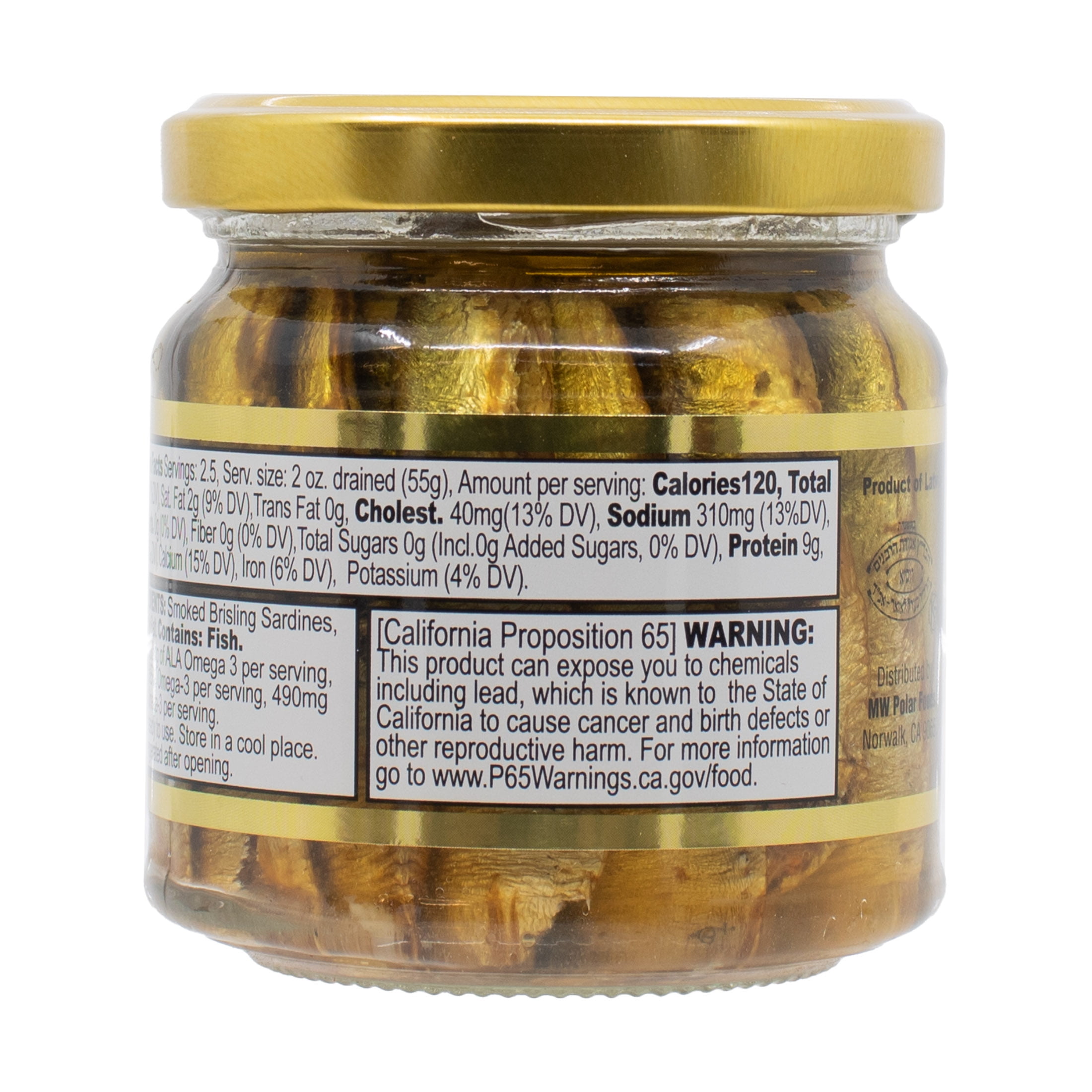 Smoked Brisling Sardines in Olive Oil in Jar, 6.5oz (Pack of 6)