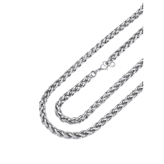 PROSTEEL Chain Neckalce for Men Women 6mm 20 inch Male Wheat Silver Chain Stainless Steel Jewelry Gift for Fathers Day Birthday Graduation for Husband Dad Son
