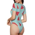 thumbnail image 4 of Uemuo Watermelon Pattern Women's One Piece Short Sleeve Swimsuit Rash Guard Surfing Modest Quick-drying Swimsuit Beach Essentials-X-Large, 4 of 9