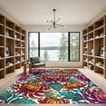 thumbnail image 2 of ODIKA 5' x 7' Machine Washable Non-Slip Area Rug, japanese floral High Traffic Rug, Purple, 1136378, 2 of 7