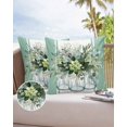 thumbnail image 6 of Pack of 2 Outdoor Pillow Covers, Summer Flowers Eucalyptus Plants Glass Vase Sage Green Striped Waterproof Square Throw Pillowcase Cushion Decorative Pillow Covers for Couch Patio Tent, 18x18 in, 6 of 6