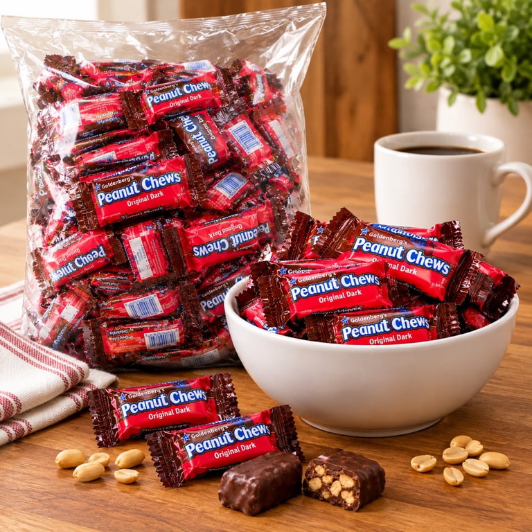 Goldenberg Original Chocolate Peanut Chews, Chewy Candy, 1 pound