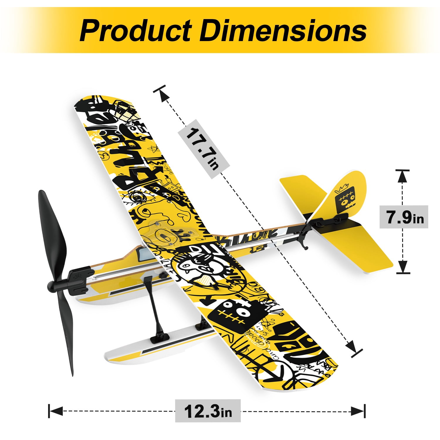 PLAYSTEAM 3-in-1 Rubber Band Airplane Building Kit with Motorized Launcher, Educational Flying STEM Toy for Kids and Teens Ages 14+