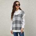 thumbnail image 3 of Chaleco tejido sin mangas con cuello en V para mujer, suéter tipo chaleco tejido a cuadros, informal, holgado, otoño e invierno, 2023, 3 of 3