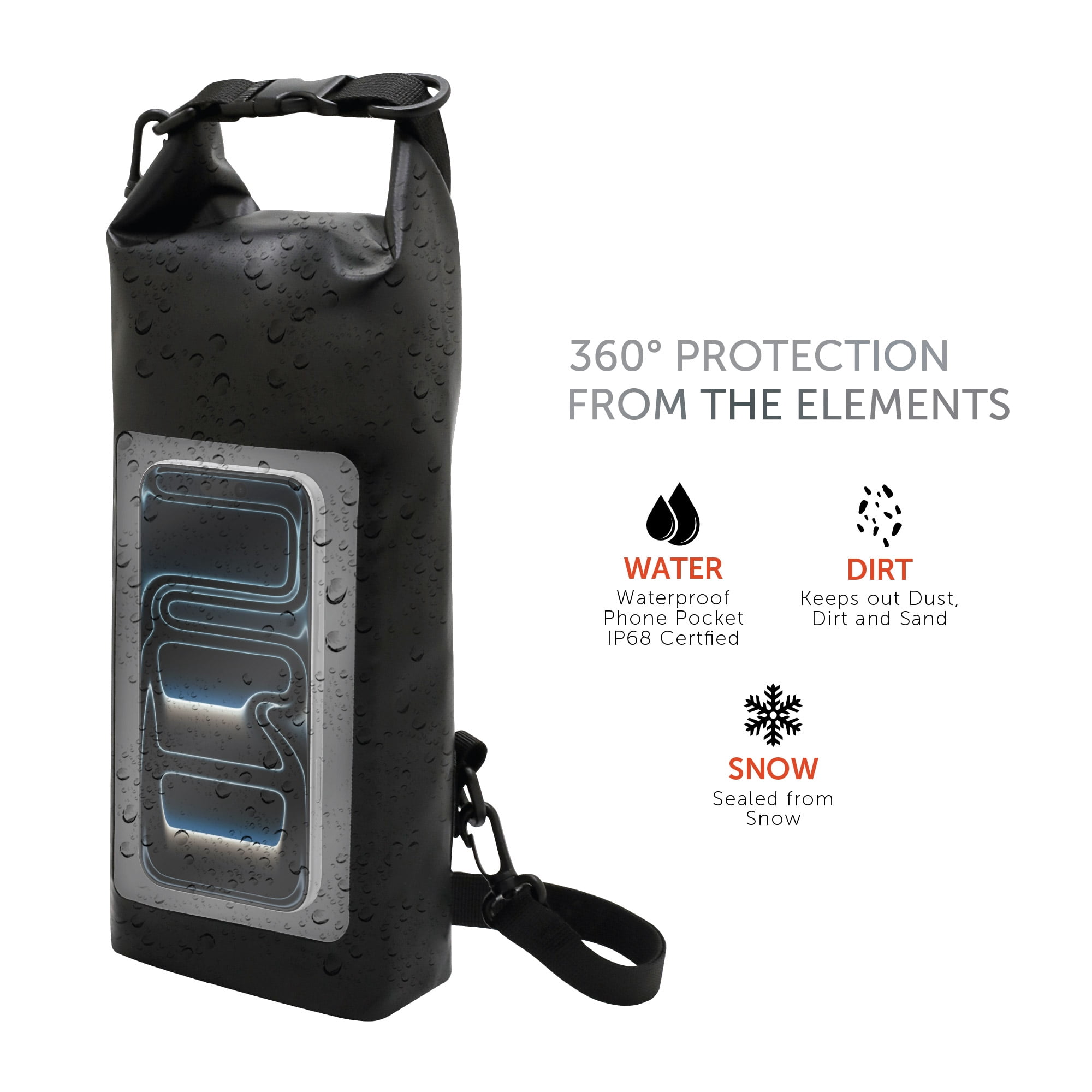Body Glove Tidal Waterproof 2L Dry Bag - Black/Clear