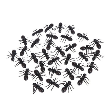 

50PC Simulation Fake Big Ant Small Toys Animal Insect Model Gift Accessories for Halloween April Fool s Day (Black)
