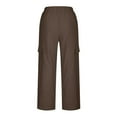 thumbnail image 7 of HAPIMO Cotton Linen Capri Cuff Pants for Women Gradient Floral High Rise Trousers Tube Petal Leisure Loose Trendy Clothes Retro Brown S, 7 of 7