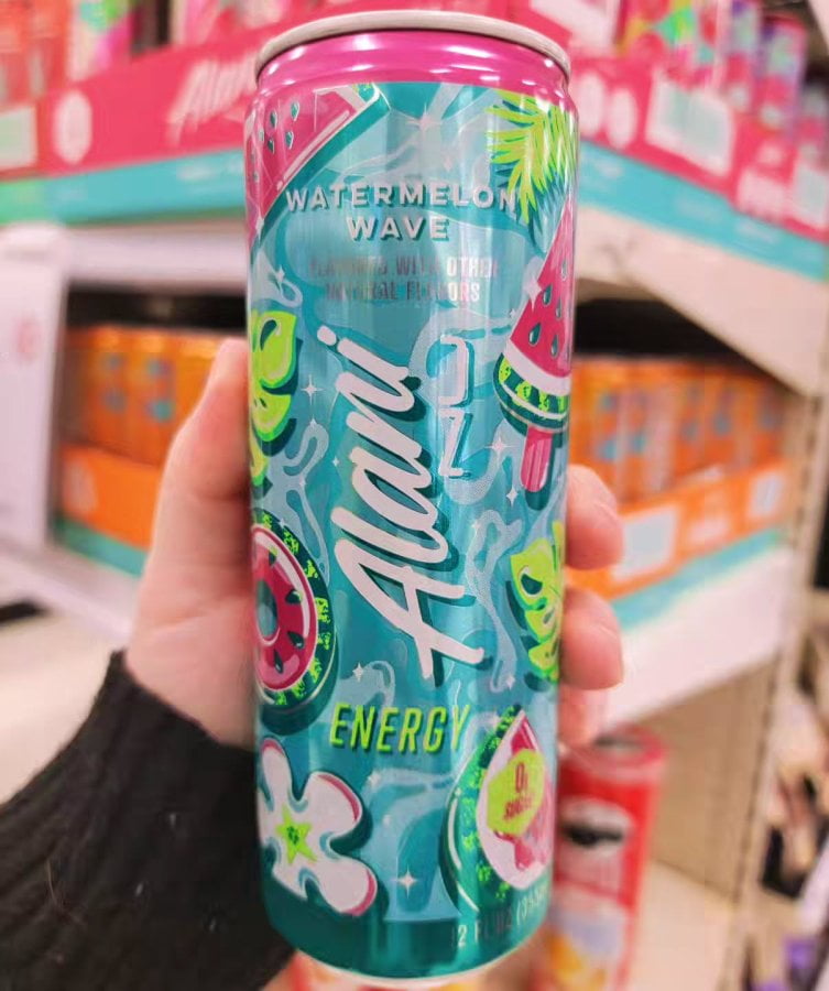 Alani Nu Watermelon Wave Energy Drink, 12 fl oz Cans, Pack of 6