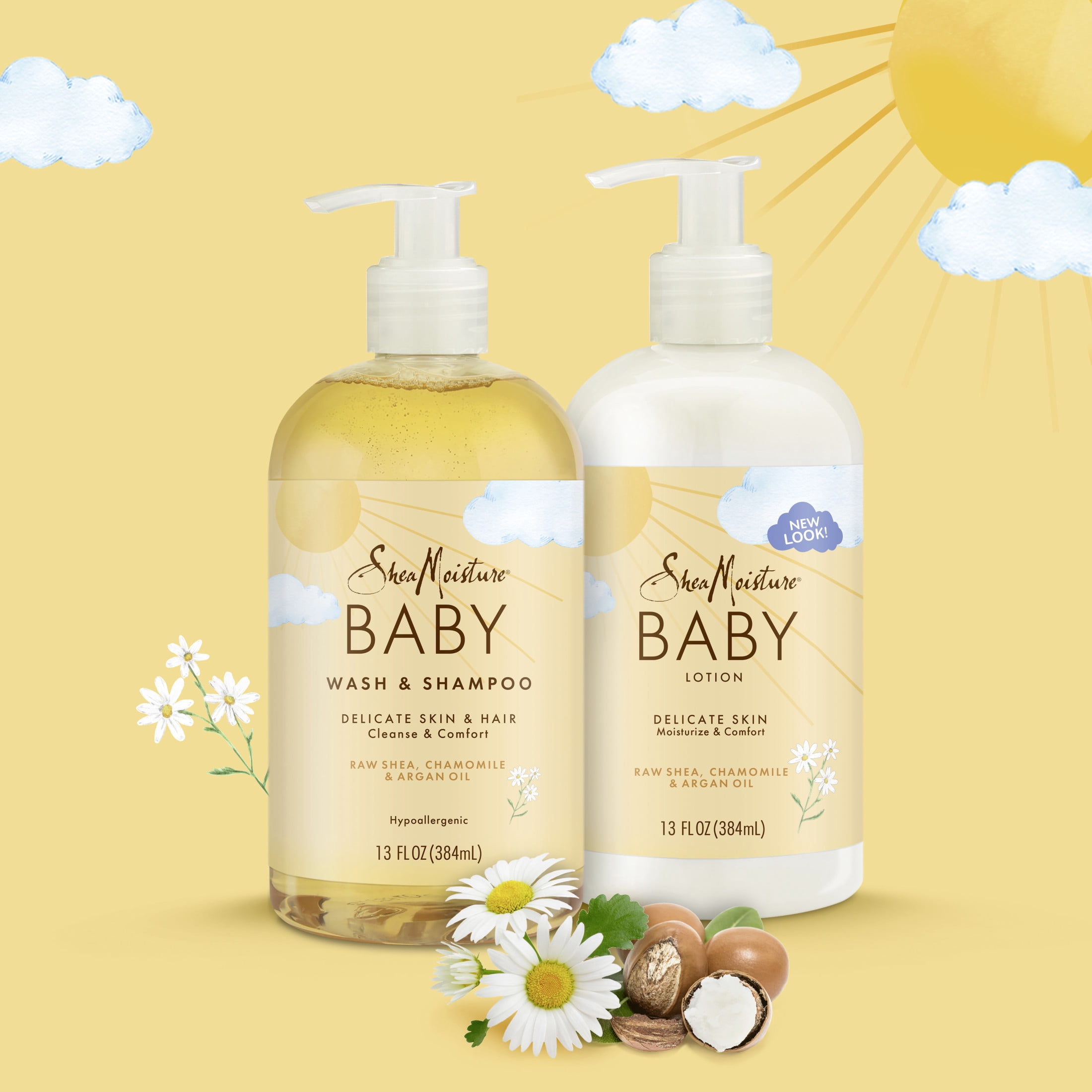 SheaMoisture Baby Gift Set Raw Shea Chamomile & Argan Oil, Wash 13oz LTN 8 Fluid Ounce -- Pack of 2