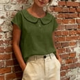 thumbnail image 2 of GUACER Short Sleeve Linen Cotton Tops for Women Peter Pan Collar Casual Button Placket Blouses Summer Shirts, 2 of 9