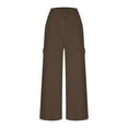 thumbnail image 5 of JGGSPWM Women's Elastic Waist Cargo Pants Casual Loose Fit Trousers with Pockets Brown 3XL, 5 of 6