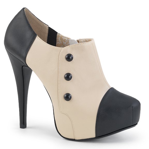 5 1/4" Heel, 1 1/4" Concealed PF 3 Button Ankle Boot W/Conce - Blk-Cream Faux Leather, 12