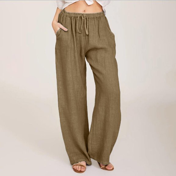 Vedolay Pants&nbsp;For&nbsp;Women&nbsp;Trendy Women's High Waisted Leisure Pants Buttons Flare Pants,Brown 3XL