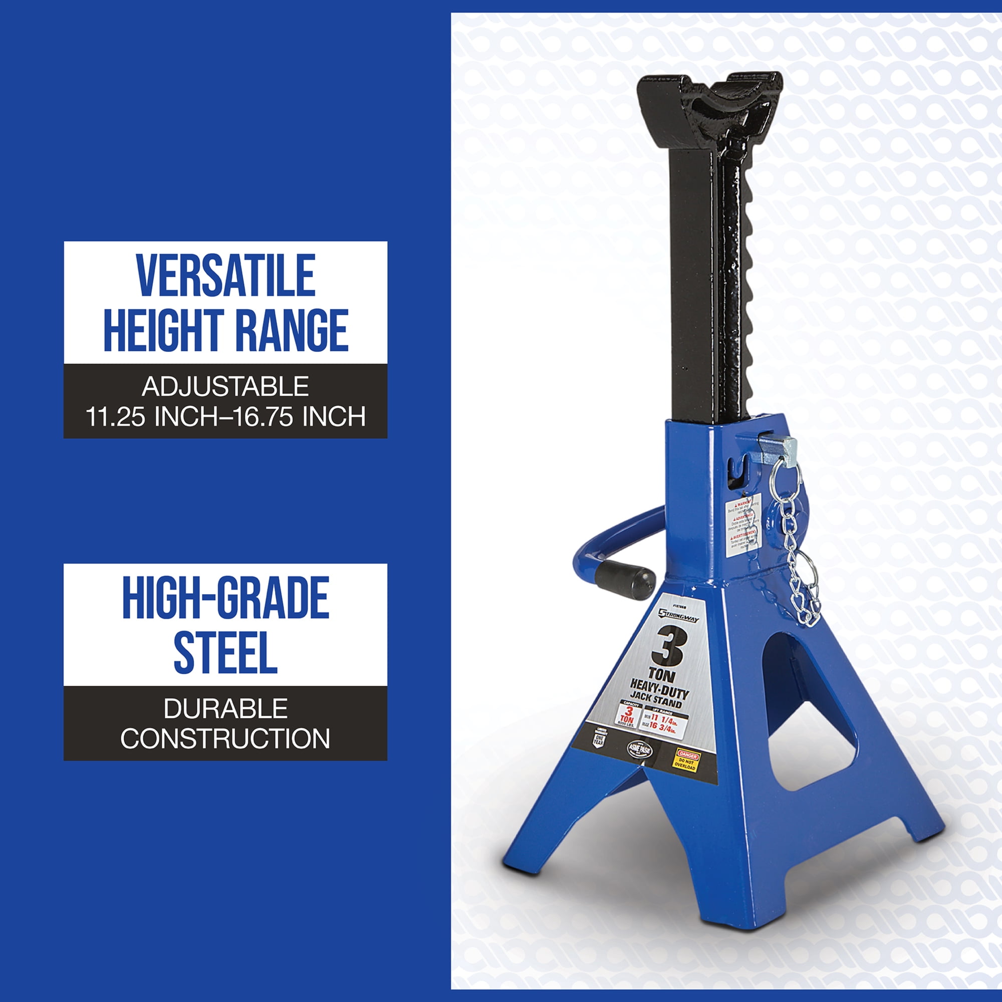 Strongway Double-Locking Jack Stands, Pair, 6000-Lb. Capacity, 11in.–16-3/4in. Lift Range