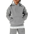 thumbnail image 2 of SonxaHe Toddler Girl's Hooded Sweatshirt Long Sleeve Letter Print Hoodie Kids Comfy Loose Streetwear Shirt Gray,Sized 4-5, 2 of 6