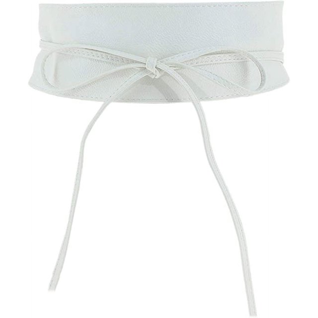 Cinturón Obi para Mujer, Cinturón Obi Ancho, Piel Sintética de Poliuretano, Alta Calidad, MICA-Blanco