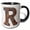 Black/White, variant on 3drose, Urban Image of Rusty Metal Monogram Letter R, 11oz Two-tone Blue Mug