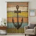 thumbnail image 2 of Nautical Anchor Semi Sheer Curtains Drapes for Living Room, Bedroom, French Doors Window 108 Inches Long, Farmhouse Vintage Old Wooden Grain Rod Pocket Chiffon Curtain Drapery Voile Draperies Panel, 2 of 8