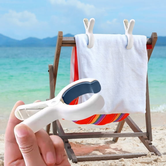 Heavy Duty Beach Towel Clips, Windproof Plastic Clothespins for Blankets Chairs and Drying Laundry, 2 Pack with Soft Non-Slip Pads