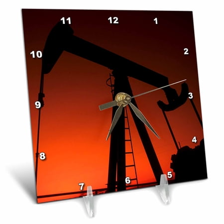 3dRose, Industry, Oil rig, Tulsa, Oklahoma - US37 BBA0001 - Bill Bachmann, 6x6 Desk Clock