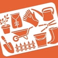 thumbnail image 2 of Gardening Tools Stencil 8.3x11.7inch Reusable Push Cart Bucket Potted Plant PET Drawing Painting Stencils Template for Painting on Wall Furniture Wood and Paper, 2 of 9
