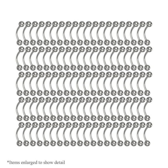 Package of 100PCS 14 Gauge Curved Barbell Cartilage Eyebrow Piercing Ring Men Women BodyJewelryOnline