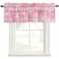 thumbnail image 4 of Kitchen Valances for Window, Watercolor Ocean Life Starfish Light Filtering Rod Pocket Valance Curtain, Retro Pink Stripe Back Short Curtains Window Topper for Bedroom Bathroom Living Room 42x12in, 4 of 9