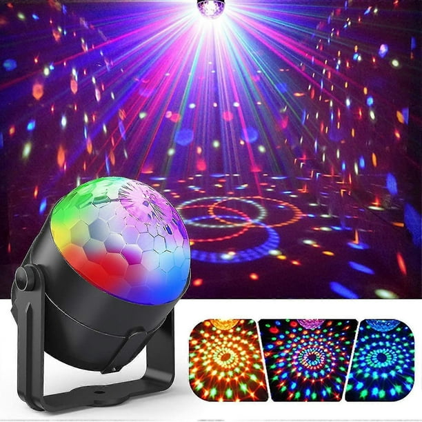 Stage Light, 3 Colors Party Bulb 5w Led 7 Rgb Voice Control Mini Crystal Ball Projector