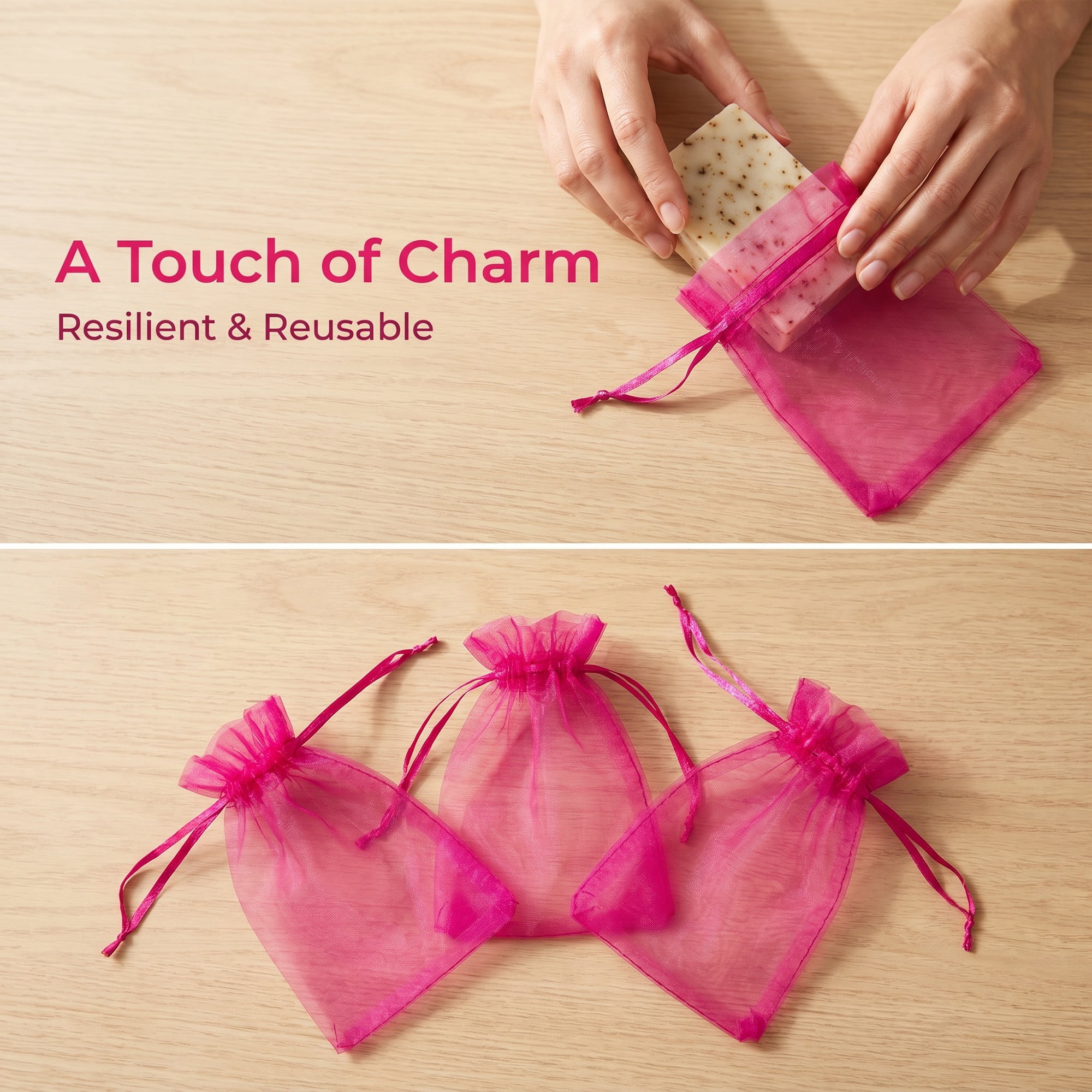 Unique Bargains Multi-Purpose Gift Bags with Handles for Events Rose Red 3.9" x 5.9"