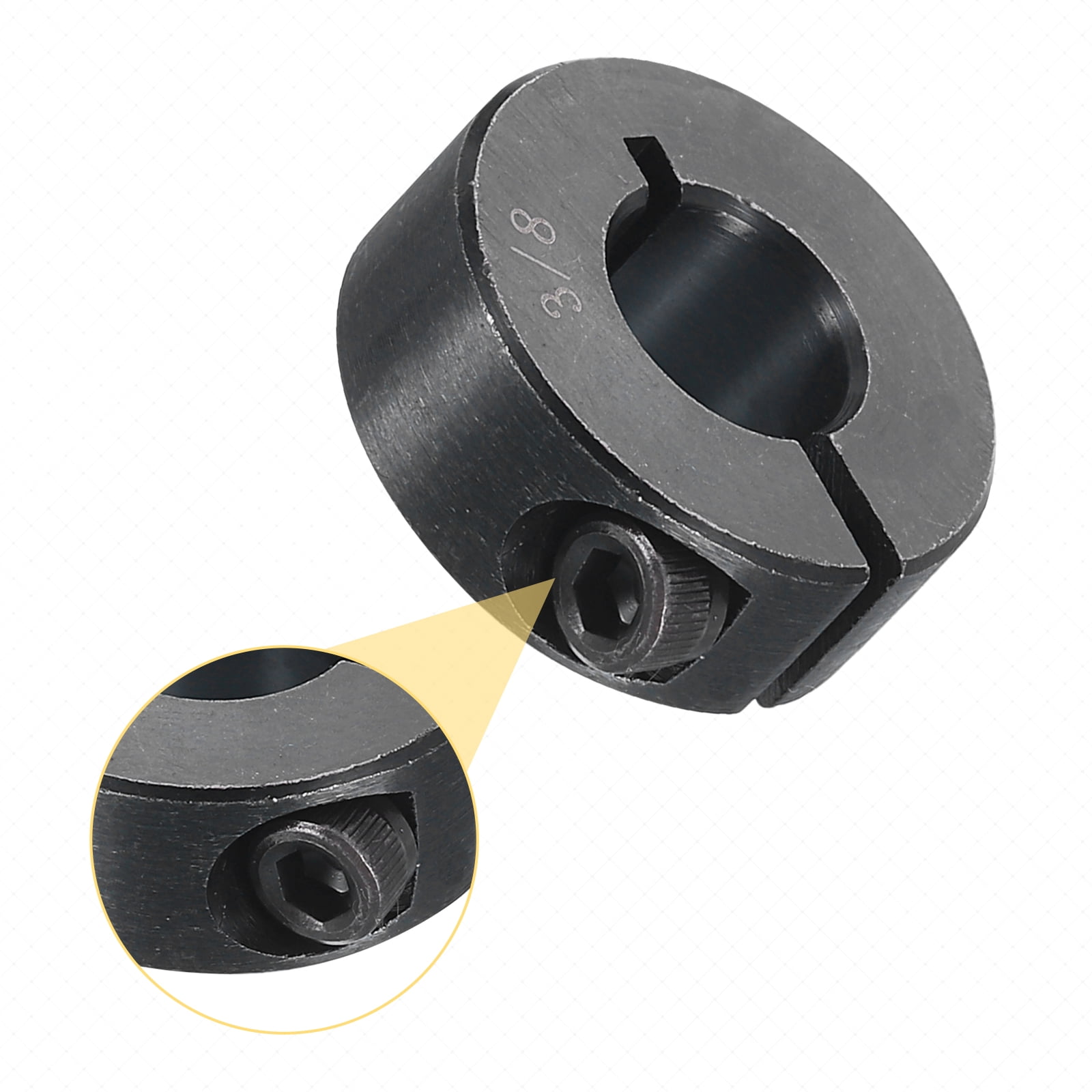 16pcs Single Split Shaft Collar 3/8" Bore One-Piece Clamping Collar, Black Oxide Steel Lock Collar Clamp