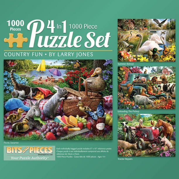 Bits and Pieces 4In1 MultiPack Country Fun 1000 Piece Jigsaw Puzzles for Adults Each