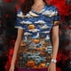 thumbnail image 1 of Fiudx Ofertas Del Día Top de Trabajo con Bolsillo y Manga Corta con Estampado de Halloween y Cuello En V para Mujer, 1 of 5