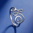 thumbnail image 2 of Buddhism OM Unalome Symbol Women Ring Spiritual Lotus Flower Wedding Bands, 2 of 9