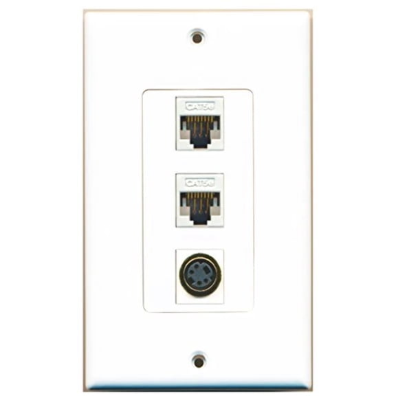 RiteAV - 1 Port S-Video 2 Port Cat5e Ethernet White Decorative Wall Plate